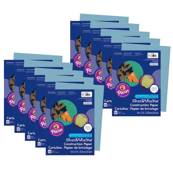 SunWorks Construction Paper, Sky Blue, 9x12in, PK500